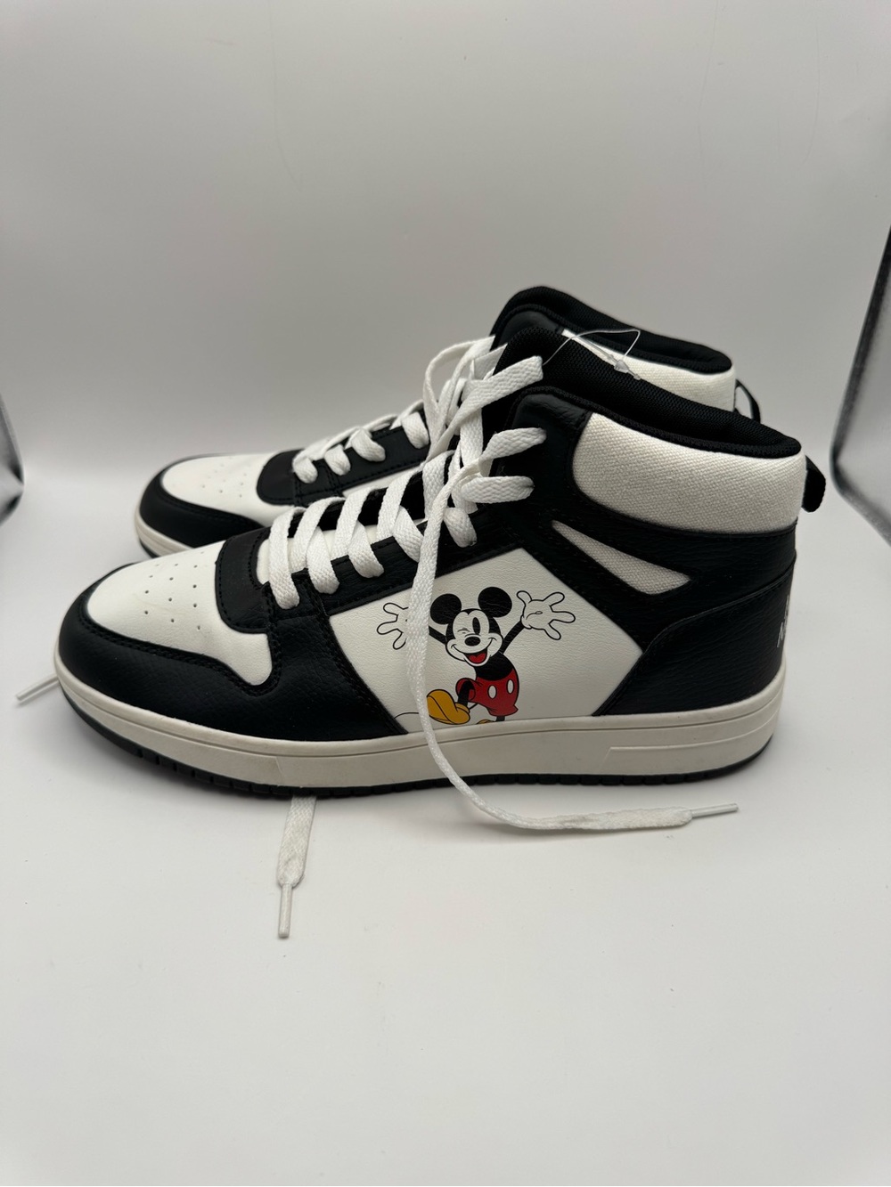 Primark Black & White High-Top Sneakers with Mickey Graphic